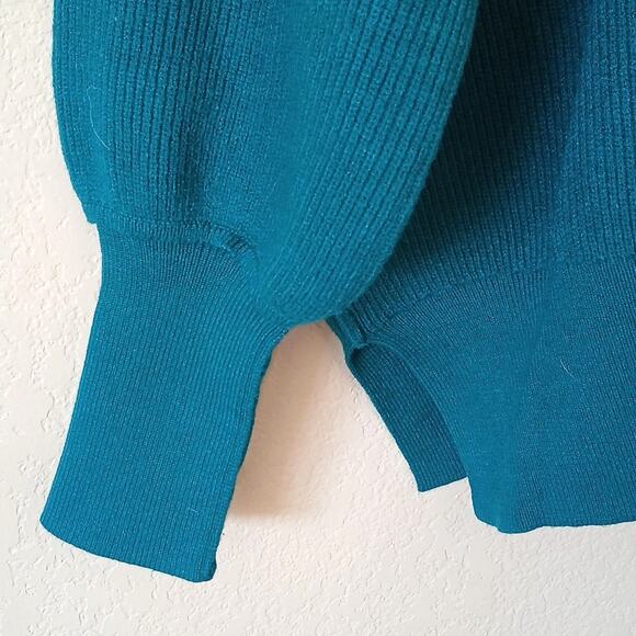 Anrabess Green Ribbed Drop Shoulder Viscose Blend Sweater - Picture 4 of 5